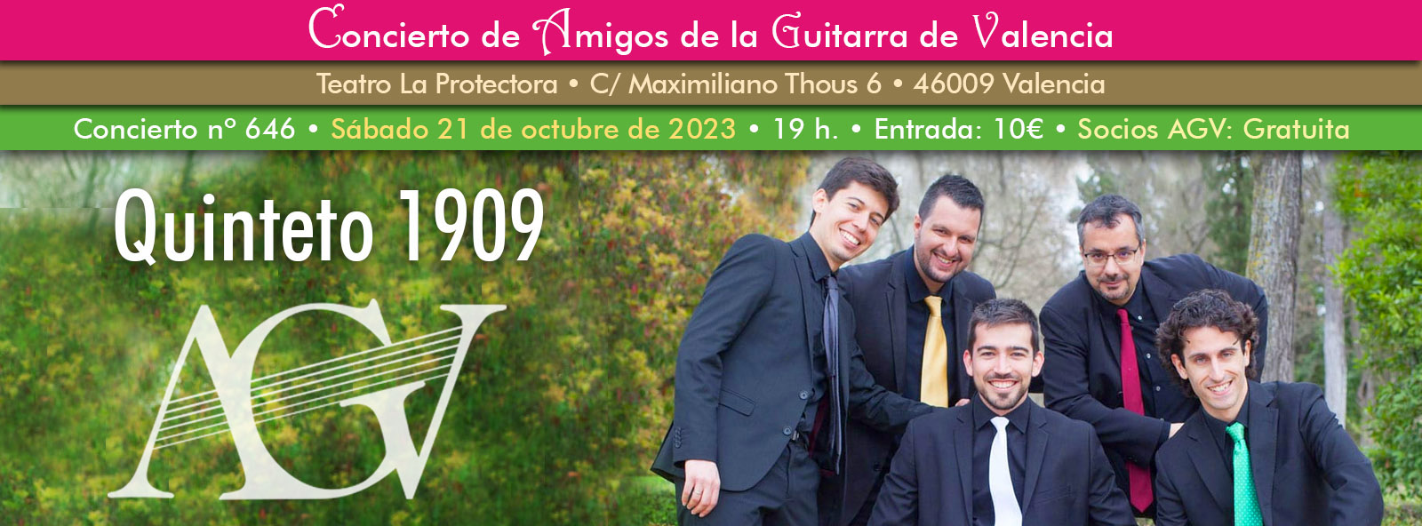 Concierto de guitarra del Quinteto 1909 en Amigos de la Guitarra de Valencia